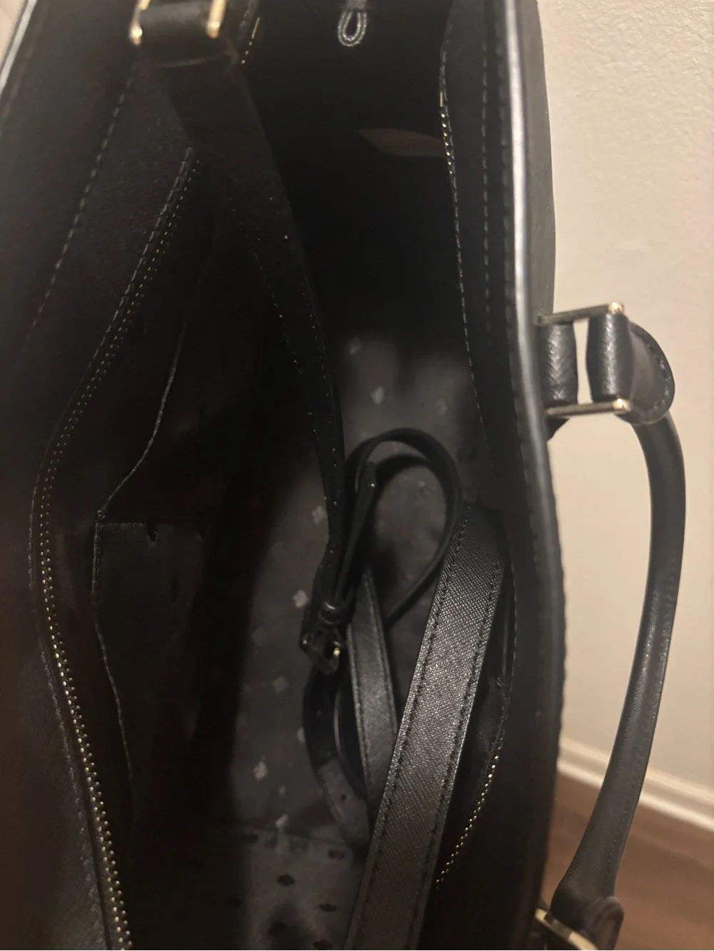 kate spade black structured saffiano tote